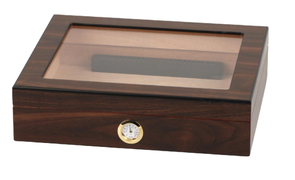 Humidor "Walnuss Finish mit Glasdeckel" für ca. 20 Zigarren